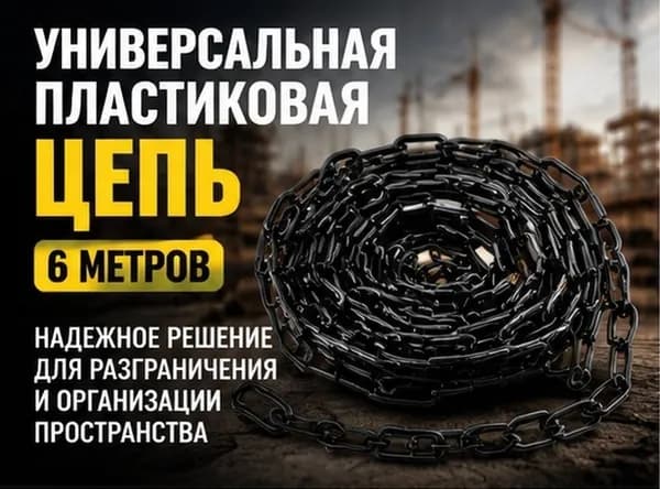 Пластиковая Цепь Для Контроля Толпы, Устойчивая К Ультрафиолету, Черная, 6 М, 1 Рулон