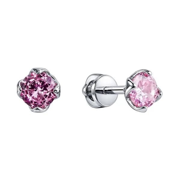 Серьги женские с фианитами серебро 925 пробы 585GOLD