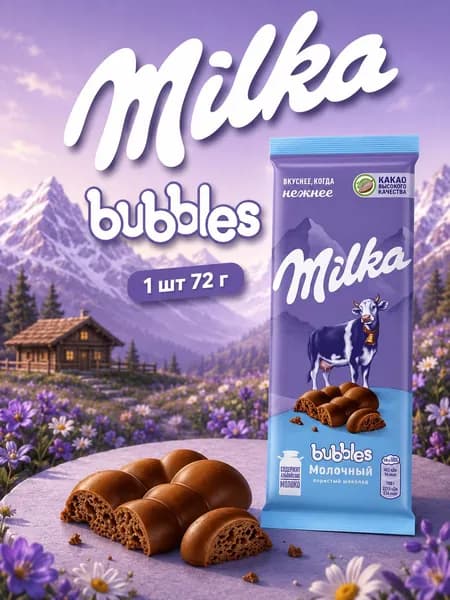 Milka, Шоколад Bubbles, 72 г