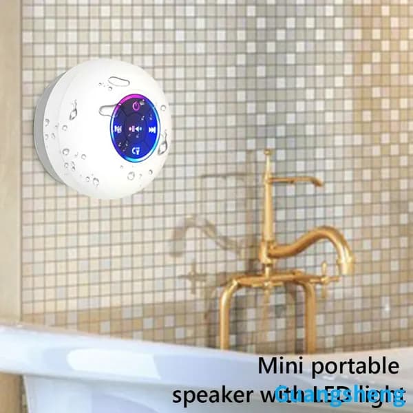 Bluetooth-динамик для душа с присоской и LED-подсветкой, белый