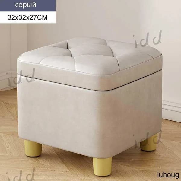 Пуф, Бархат, Искусственная кожа, 32х20х27 см
