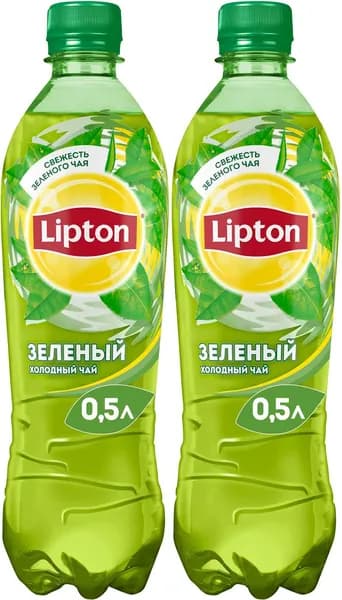 Холодный чай Lipton зеленый 0,5 л, комплект: 2 бутылки по 500 мл