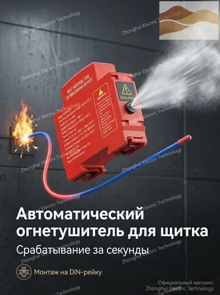 Автономная установка аэрозольного пожаротушения, автоматический огнетушитель для автомобиля, электрощита и ИБП, крепление на DIN-рейку, термоактивирующийся, 10г