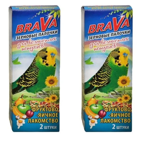 BraVa Лакомство для попугаев, палочки фруктово-яичные, 90 г,2 шт