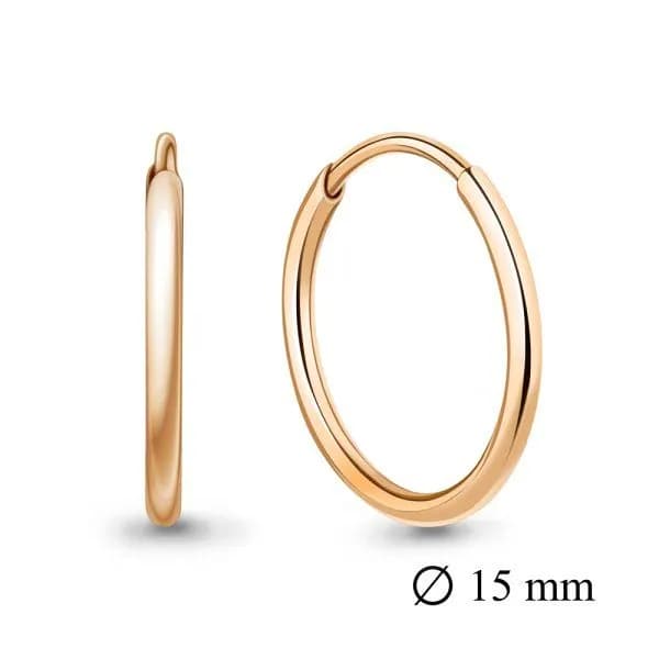 Серьги конго / кольца из красного золота 375 пробы /диаметр 15 мм