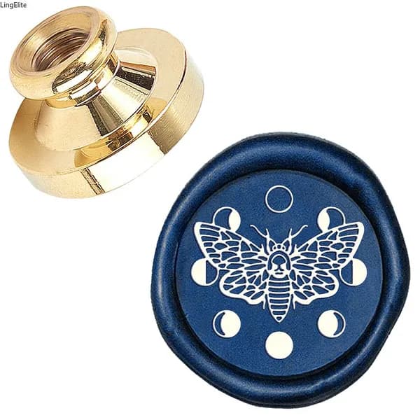 1 шт. латунная головка штампа для сургучной печати с гравировкой логотипа для круглой сургучной печати с узором бабочка 25x15 мм, отверстие: 7 мм