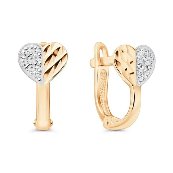 Серьги детские с фианитами из красного золота 585 пробы 585GOLD