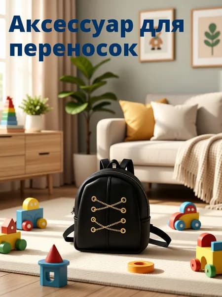 Миниатюрный тканевый черный рюкзак с молнией для украшения кукол