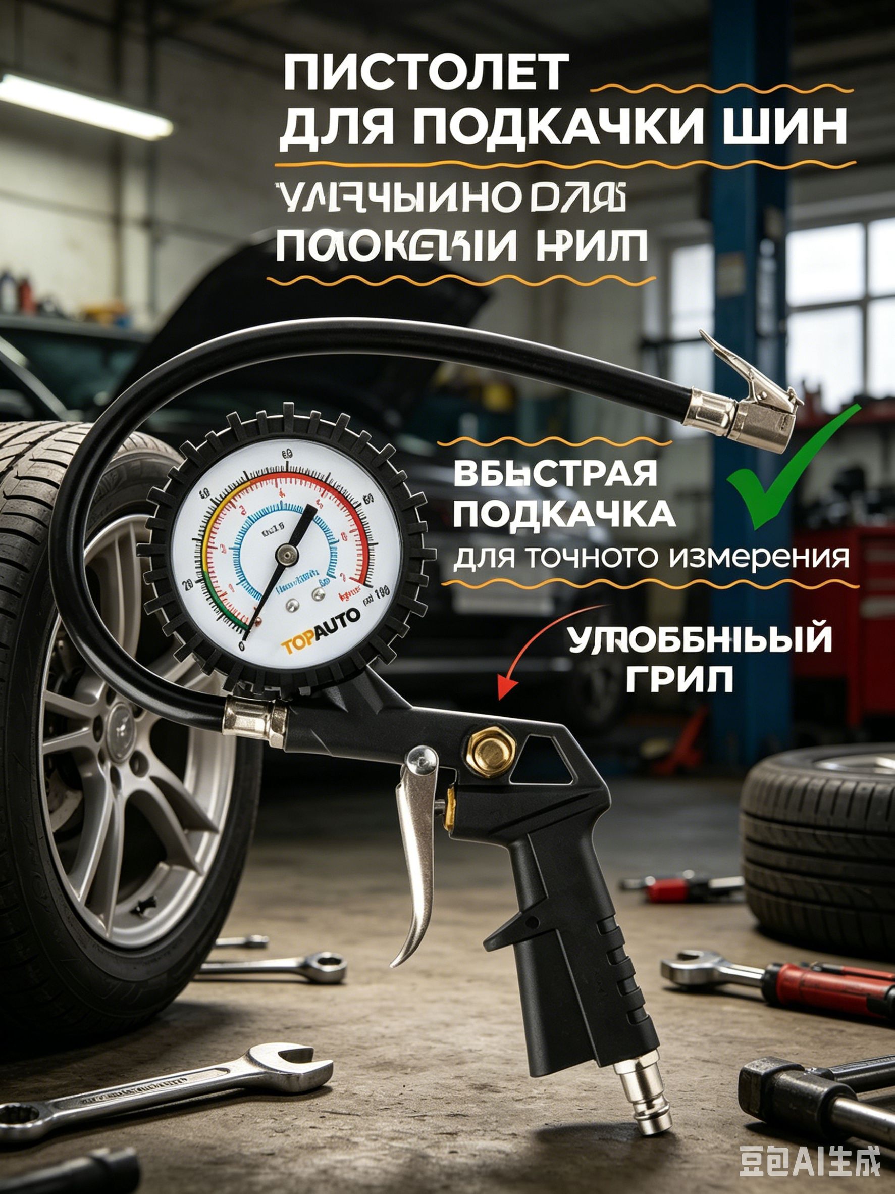 Пистолет для подкачки шин, 1 шт.