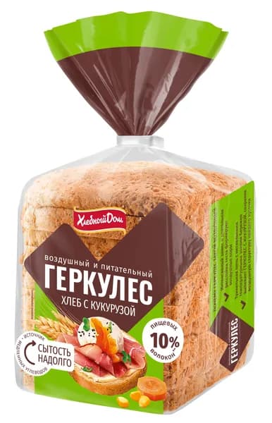 Хлеб Геркулес с кукурузой 255 г, Хлебный дом