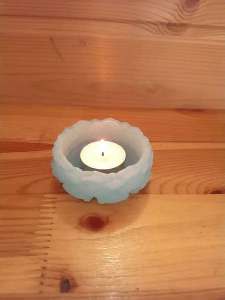 Подсвечник цветок из эпоксидной смолы для чайных свечей. Голубой. 1 шт.