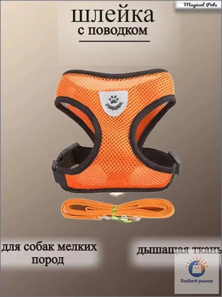Шлейка для собак мелких и средних пород с поводком