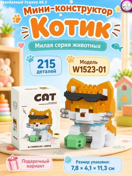 Конструктор Микро-Кирпичики 3D Модель Кота