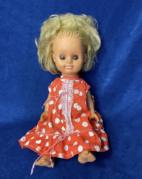 Винтажная игрушка, кукла с белыми волосами, 33 см, ГДР