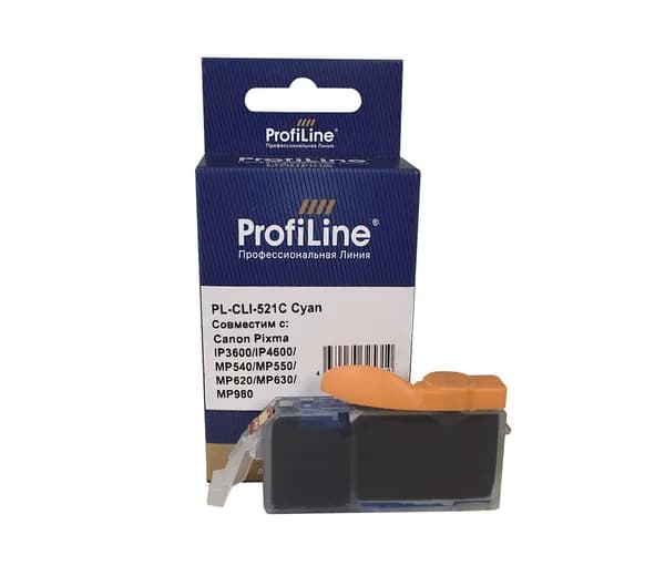 Картридж для струйного принтера CLI-521C ProfiLine для Canon PIXMA MP540/MP550/MP560/MP620/MP630/MP640/MP980/MP990/MX860/MX870/iP3600/iP4600/iP4700, цвет голубой