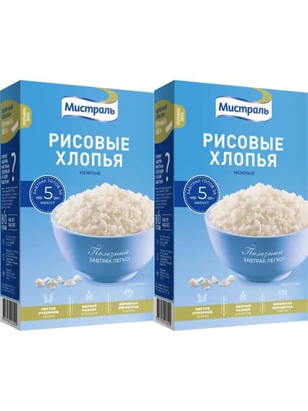 Хлопья Мистраль Рисовые 400 г, набор: 2 штуки