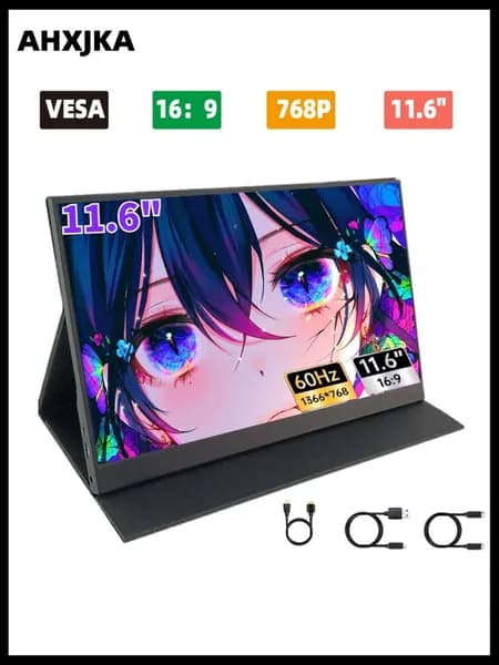 AHXJKA 11.6" Монитор (S116-768-P), TN, 1366x768 HD, 60 Гц, черный