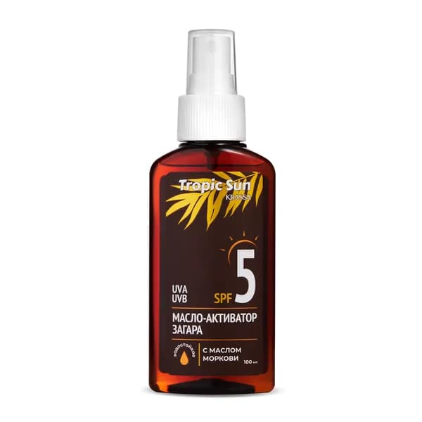 KRASSA Масло - активатор для загара SPF 5 с маслом моркови, Tropic Sun, 100 мл