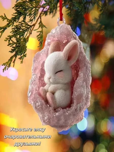 новогодний подвесной декор с совой и енотом