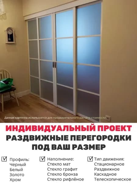 Раздвижная перегородка, межкомнатная, для зонирования,индивидуальный проект
