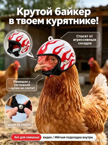 Шлем для курицы и домашних птиц, защитная мини-каска с ремешком,забавный реквизит для фото питомцев и защиты от расклева