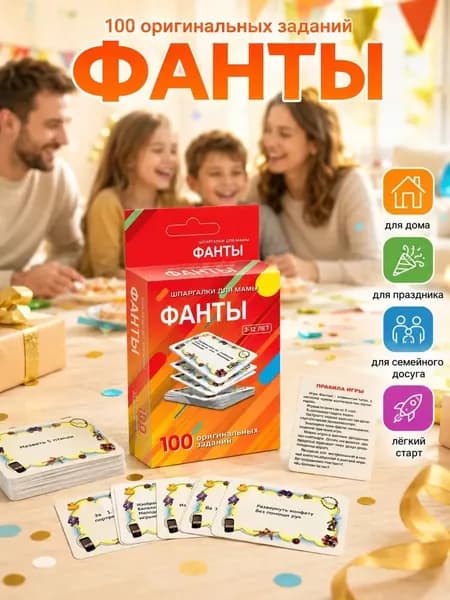 Игра Фанты 100 карточек, весёлые задания для вечеринок и семейных встреч