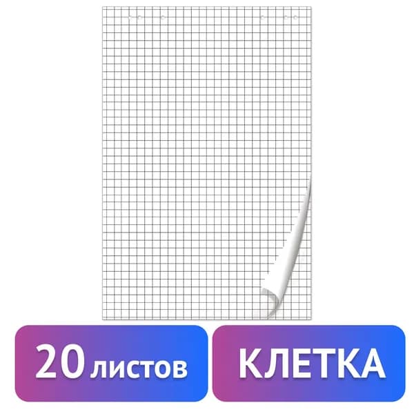Блокнот для флипчарта Brauberg 20 листов, клетка, 67,5х98 см, 80 г/м (128645)