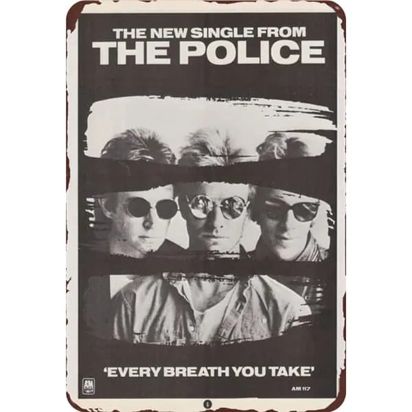 Металлическая картина прямоугольная 20 30 см с изображением группы The Police