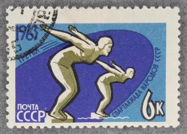 Почтовая марка "Плавание". Номинал 6 коп. СССР. 1963 год. (Загорский 2797)