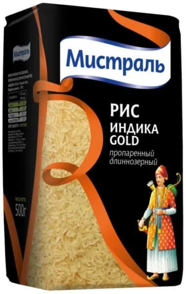 Рис Мистраль Индика Gold пропаренный длиннозерный, 500г