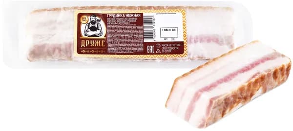 Грудинка ДРУЖЕ Нежная в/к в/у, 300г