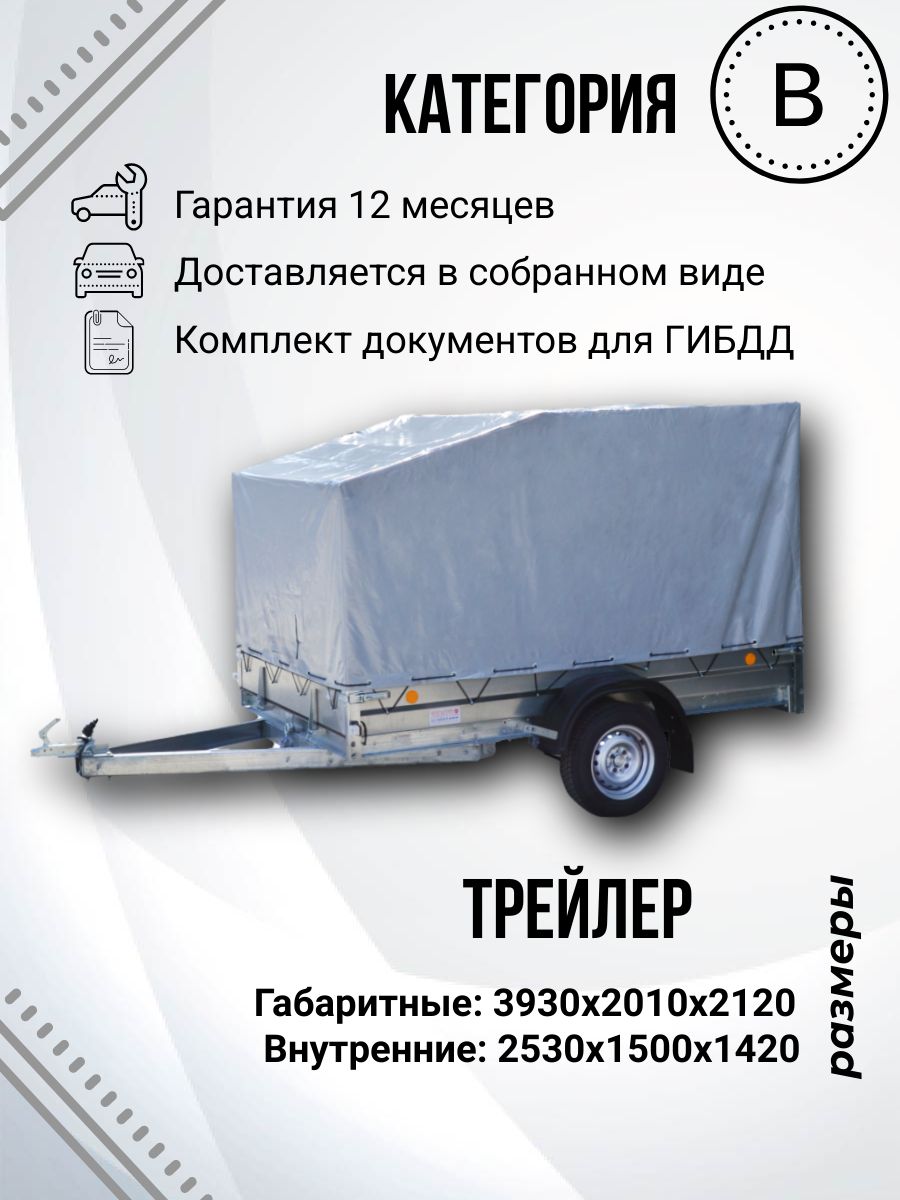 Прицеп легковой одноосный ТРЕЙЛЕР TRAILER 849450 (2,6х1,5м)
