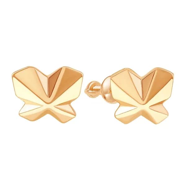Серьги Бабочка женские из красного золота 375 пробы 585GOLD