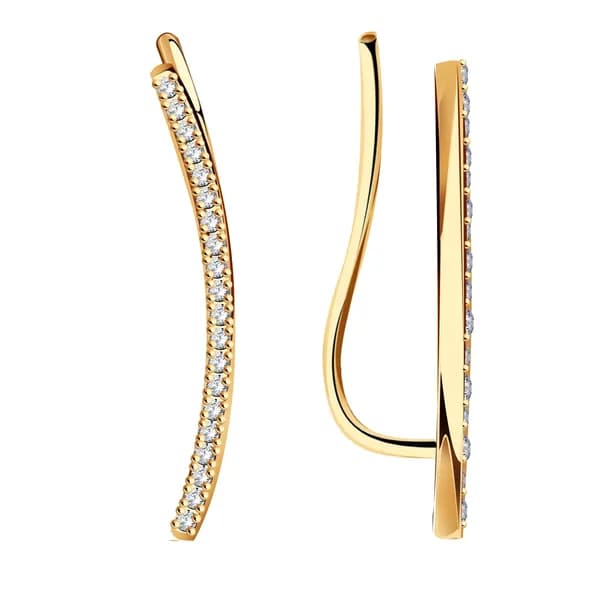 Золотые серьги DIAMANT-ONLINE с фианитом 585 пробы