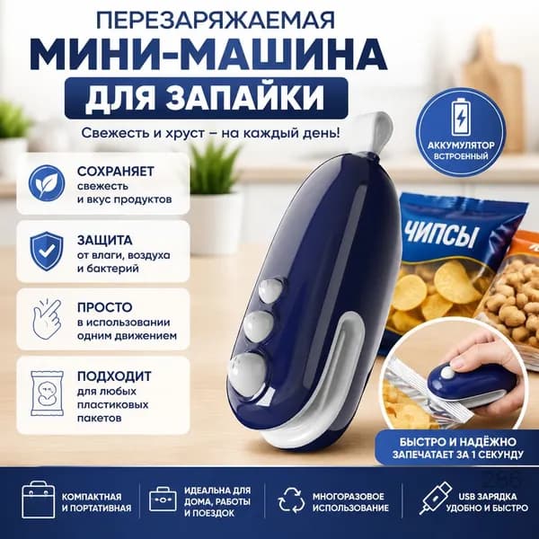 Мини-упаковочная машина для домашнего использования, герметизатор пищевых пакетов, синий