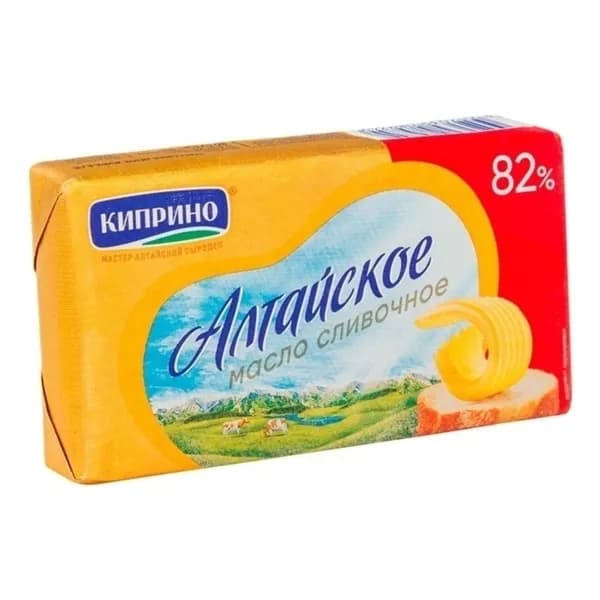 Сладкосливочное масло несоленое Киприно Алтайское 82% 150 г