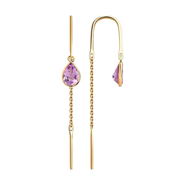 Золотые серьги DIAMANT-ONLINE с аметистом 585 пробы