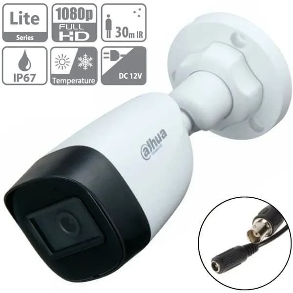 Dahua DH-HAC-HFW1200CP-0280B 2Мп 2,8 мм - камера видеонаблюдения HDCVI уличная, аналоговая цилиндрическая HDCVI-видеокамера для улицы с ИК-подсветкой, 1920x1080 Full HD, CMOS 1/2.7"