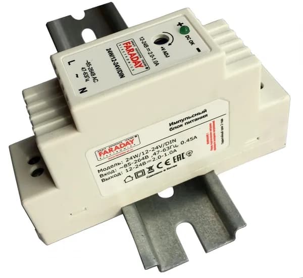 Импульсный блок питания Faraday 24W/12-24V/DIN