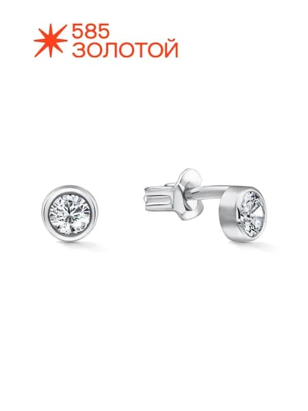 Серебряные серьги пусеты 925 пробы с фианитами