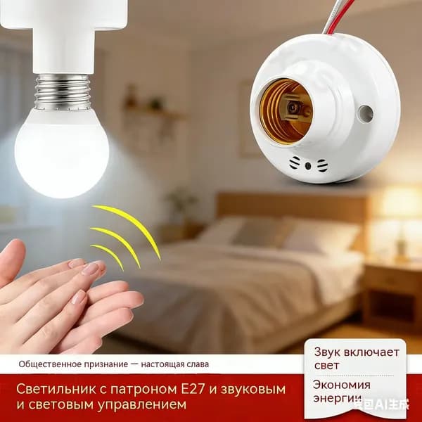 GEALFIS датчик света цокол E27 с автоматическим светошумовым датчиком 220V автоматический цокол для кухни энергосберегающий для дома коридора подъезда