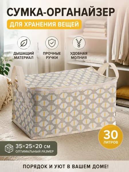 Кофр для хранения вещей 35x20x25 см 1 шт с крышкой бежевый