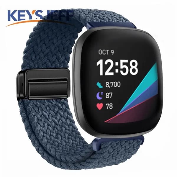 Эластичный нейлоновый ремешок для Fitbit Versa 4/3/ Sense 2/1, простая магнитная застежка