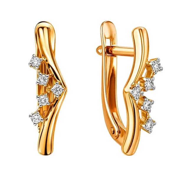 Серьги женские с бриллиантами из красного золота 585 пробы 585GOLD