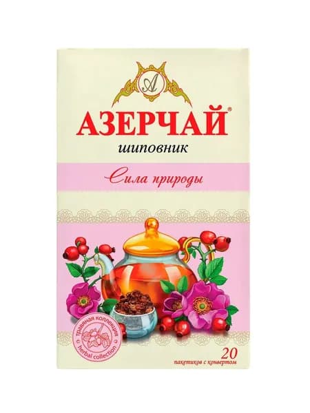 Чай в пакетиках черный Азерчай Сила природы Шиповник, 20 пак