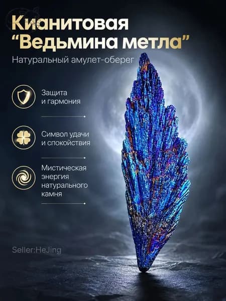 Кианитовая Ведьмина метла, натуральный амулет-оберег, талисман на удачу, защита от негатива, энергетический камень для дома и медитации, 5-10 г