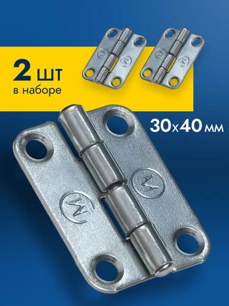 Петли дверные накладные 2 шт карточные оцинкованные для калитки двери навесы 30х40 мм до 100 кг
