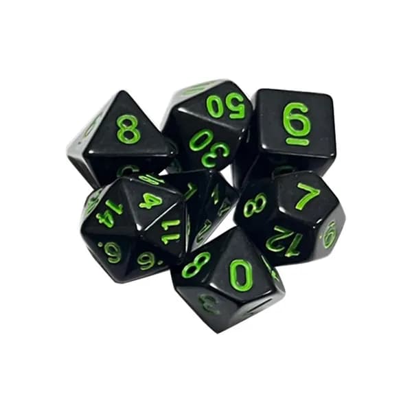 Набор из 7 прозрачных полиэдрических кубиков для RPG, Зеленый