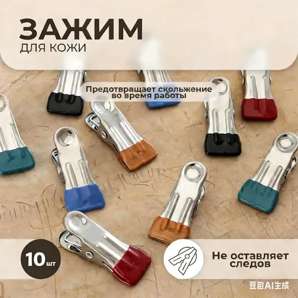 Зажим-прищепка для шитья кроя кожи ткани нержавеющая сталь, 10 шт. в комплекте