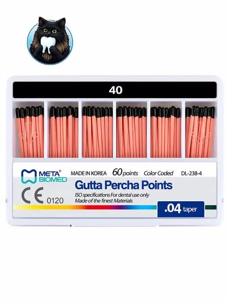 Штифты Гуттаперчевые конус 04 №40 Meta Biomed, 60 шт. абсорбирующие Gutta Percha Points